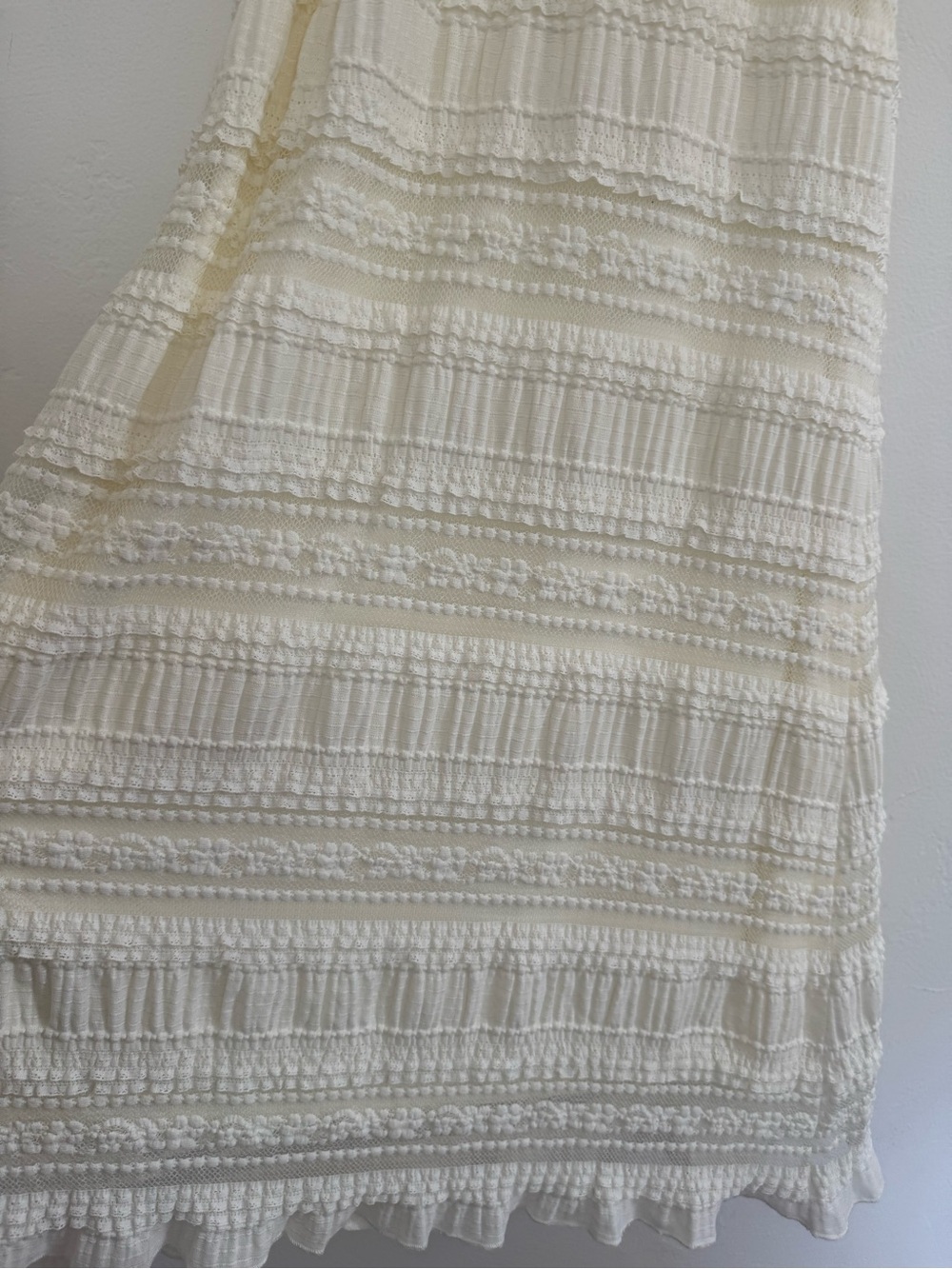 Tularosa Quinn Midi Dress Cream Boho Ruffle Puff Shoulder Belted Bridal Wedding - Picture 12 of 15